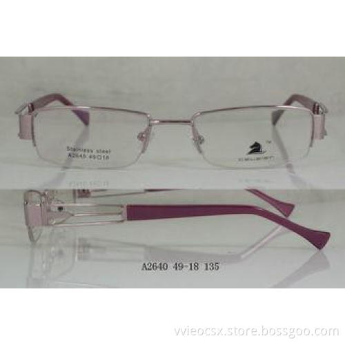 Pink / Red Rectangular Metal Optical Spectacles Frames For